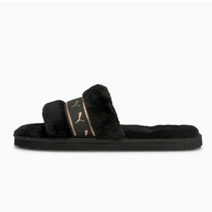 PUMA Fluff Remix Women's Slipper Slide Slip On Black and Bronze